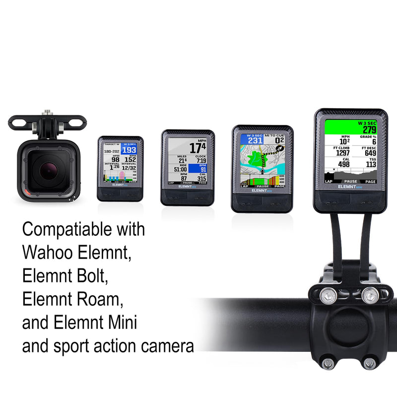 Bike Mount for Wahoo Elemnt, Bolt, Roam, Mini - Adjustable Aluminum Alloy Bicycle Computer Mount Black