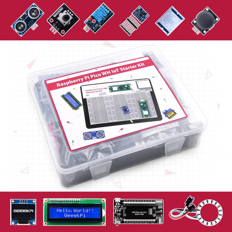 GeeekPi Ultimate Kit for Raspberry Pi Pico W with Headers, Detailed Tutorials, Project Examples, Various Items for MicroPython Programming