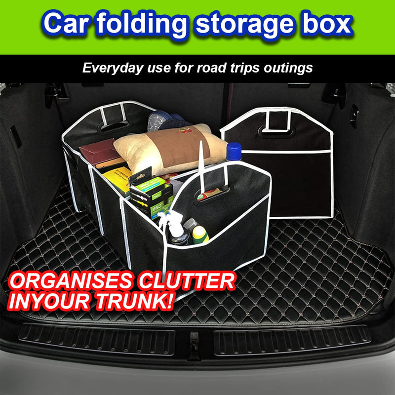 Car Trunk Organizer, Portable Foldable Waterproof Auto Storage Bag with 3 Compartments, Collapsible Cargo Trunk Groceries Organizer, Car Accessories Universal for SUV, Truck, Van, Sedan (Black2) Black2