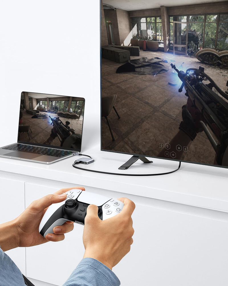 Dual HDMI Adapter for 2 Monitors Extended Display 1 in 2 Out, USB C to HDMI Splitter for Laptop MacBook Pro/Air, Support 4K@30Hz Double Monitors or 4K@60Hz Single Monitor