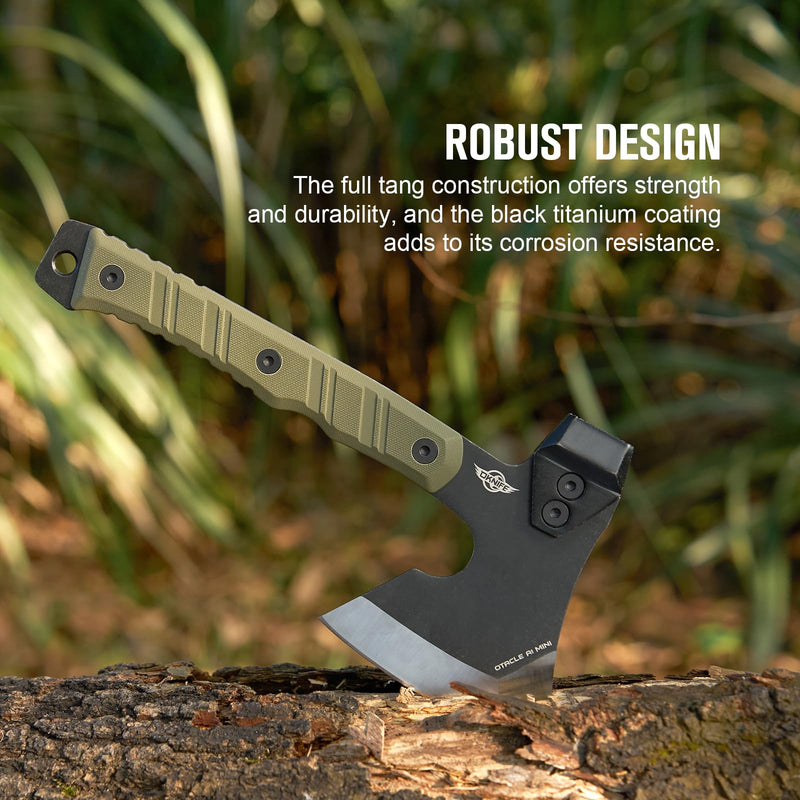 OKNIFE Otacle A1 Mini Multifunctional Hatchet, Rugged, Full Tang, 2-in-1 Hatchet, Comfortable, Non-Slip Grip with Durable Kydex Sheath A1 Mini (OD Green)