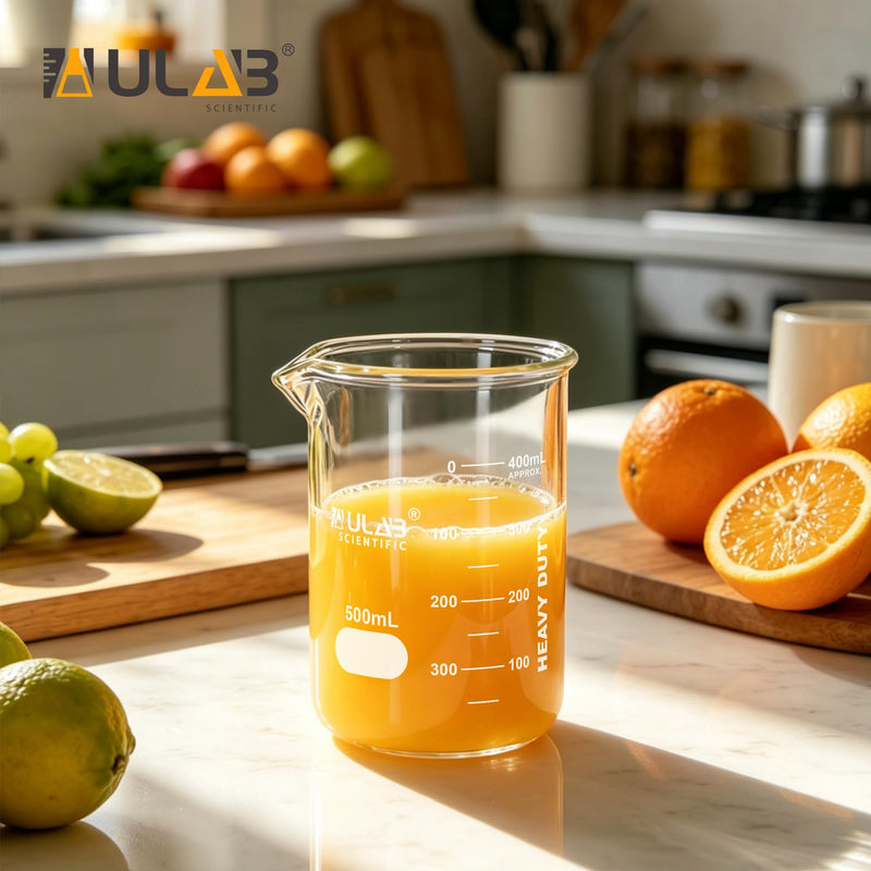 ULAB Scientific Glass Beakers Shot Glass, Vol. 50ml, 3.3 Borosilicate Griffin Low Form with Printed Graduation, Pack of 12, UBG1013 Vol.50ml,Pack of 12
