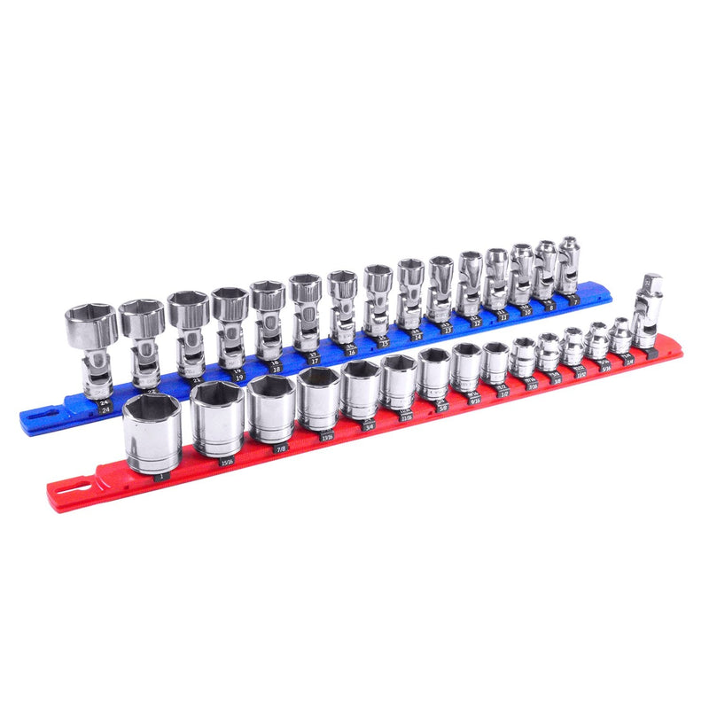 Ernst Manufacturing 18-Inch Socket Organizer with 18 3/8-Inch Twist Lock Clips, Red (8401-Red-3/8) (Pack of 5) 3/8-Inch Twist Clips (Pack of 5)