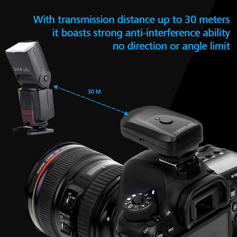 Flash Trigger Set, 433MHZ 16 Channel Speedlite Studio Shutter Release Transceiver Kit, with 1 Transmitter 3 Receivers 1 Sync Wire Cable, for, for Nikon