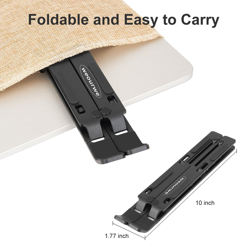 Ergonomic and Foldable Laptop Stand for Desk, Adjustable Riser, Fits All Laptops and Notebooks up to 17,Ultra-Thin,Ventilated Cooling,ABS+Silicone,Black. black