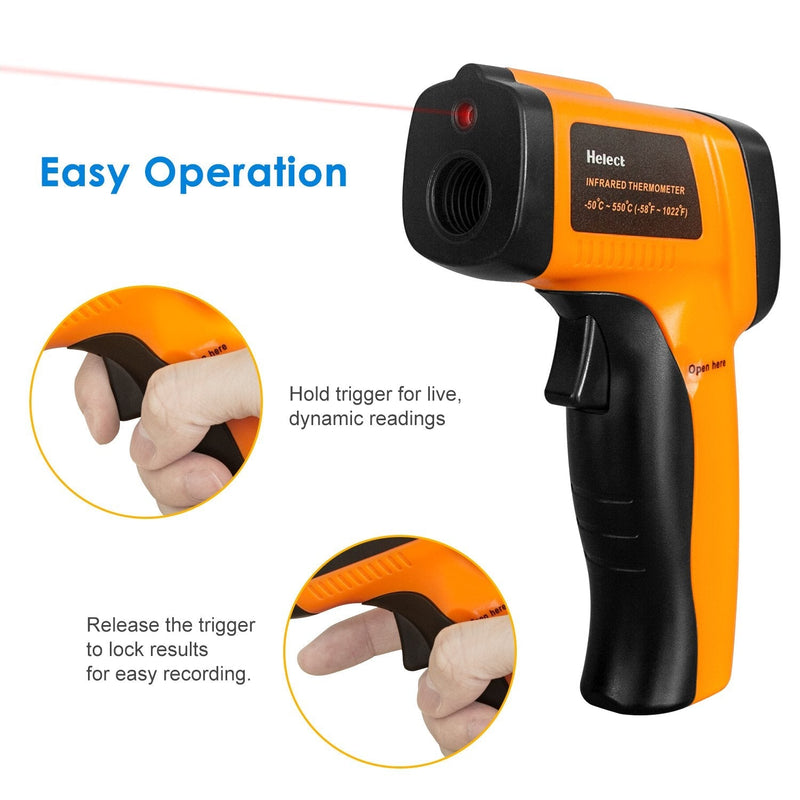 Helect (Not for humans) Digital Laser Infrared Thermometer Pyrometer (-50°C to 550°C) with LCD lighting