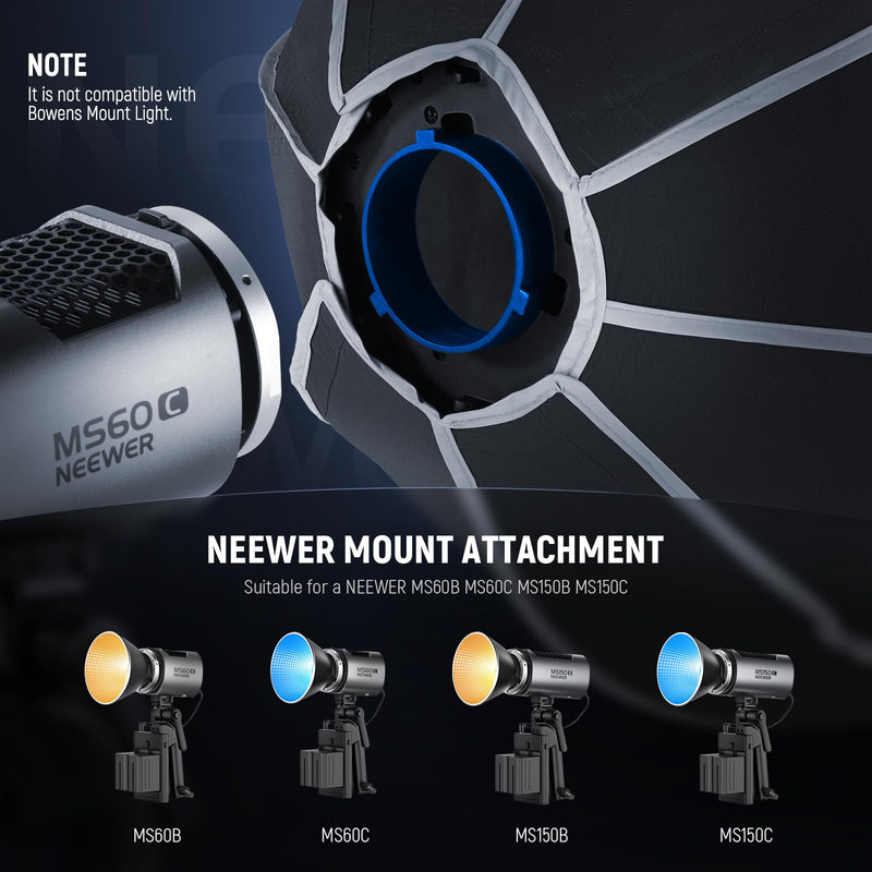 NEEWER Octagonal Softbox 50 cm mit NEEWER Mount(Not Bowens Mount),Octabox Softbox Folding & Quick Installation mit Honeycomb Light Diffuser für MS60 MS60B MS60C MS150B LED Video Studio Light, NS4P 50cm