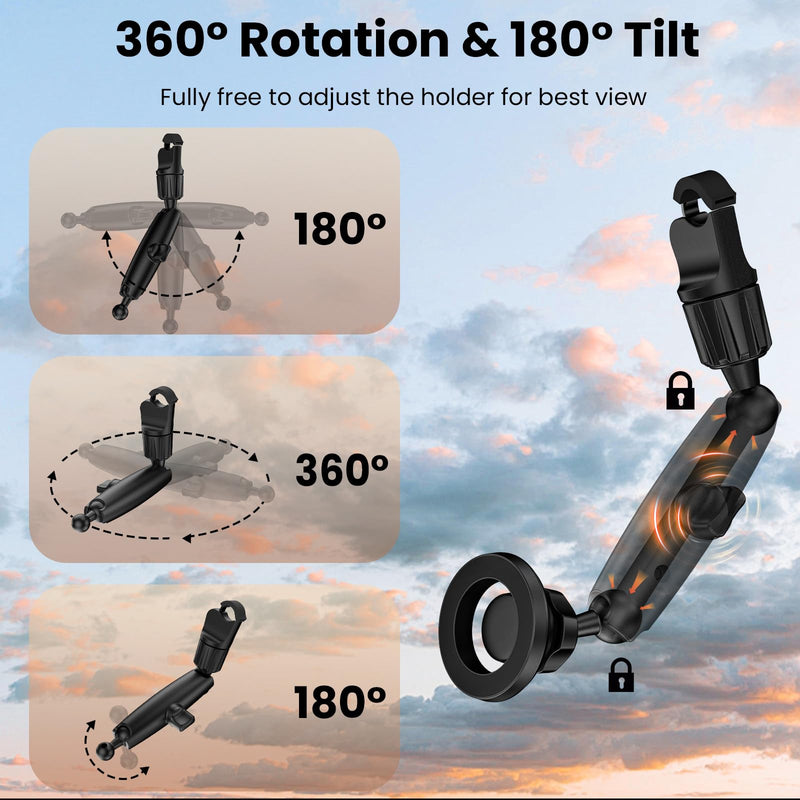 Magnetic Phone Holder for Car, Rear View Mirror Phone Holder, 360° Rotating Car Phone Holder Mount, Compatible with iPhone 15/14/13/12 Series and All Phones with Magsafe Case or Metal Ring magnetic