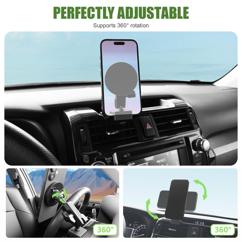 Metal Magnetic Phone Mount Holder for 2010-2024 Toyota 4Runner Strong Magnet Dash Cell Phone Cradles Adjustable Phone Stand Accessories for MagSafe All Smartphone Classic Version