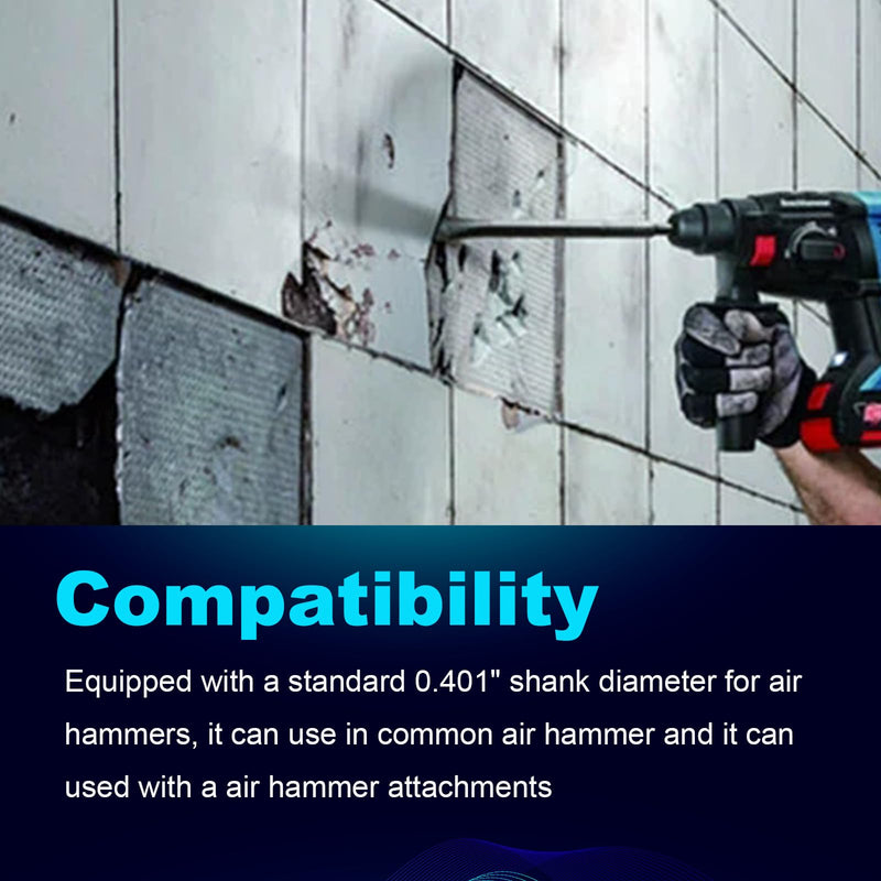 Scraper 3/4" Width 18" Long Flat Chisels Air Pneumatic Hammer Chisel with Round Collar for Concrete and Tile Chisel, Air Hammer Punch Chipping Bits Tool, Cr-Mo Alloy Steel