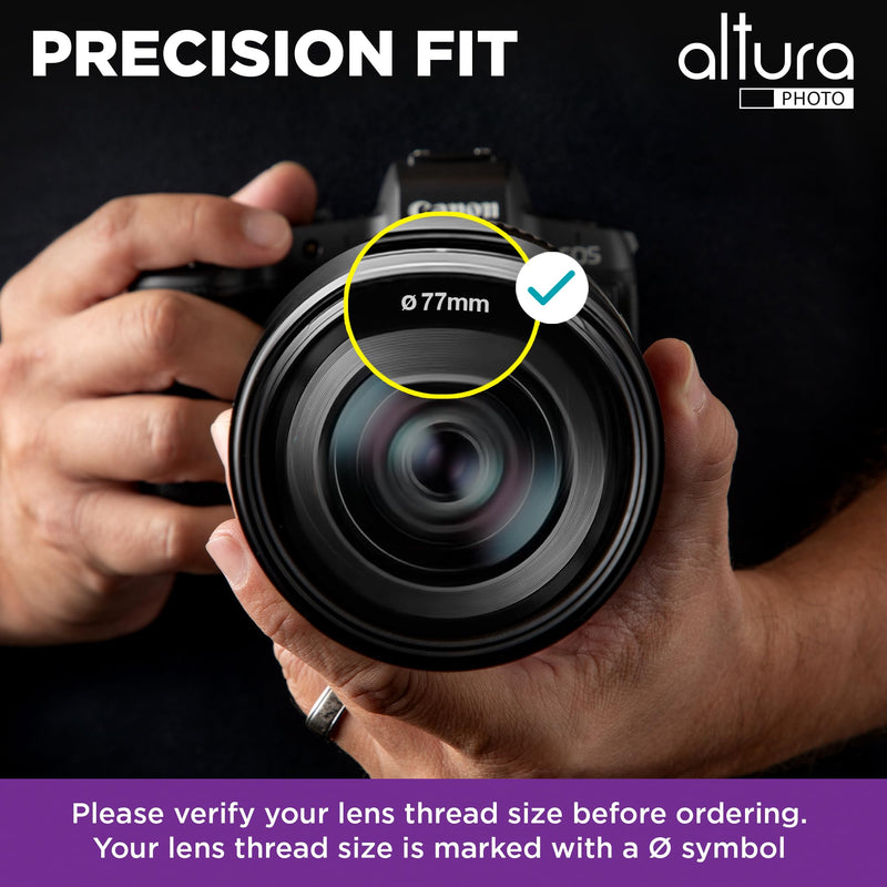 Altura Photo 77MM Lens Filter Kit - includes 77MM ND Filter, 77MM Polarizer Filter, 77MM UV Filter - UV, CPL Polarizing Filter, Neutral Density for Camera Lens with 77MM Filters + Lens Filter Case