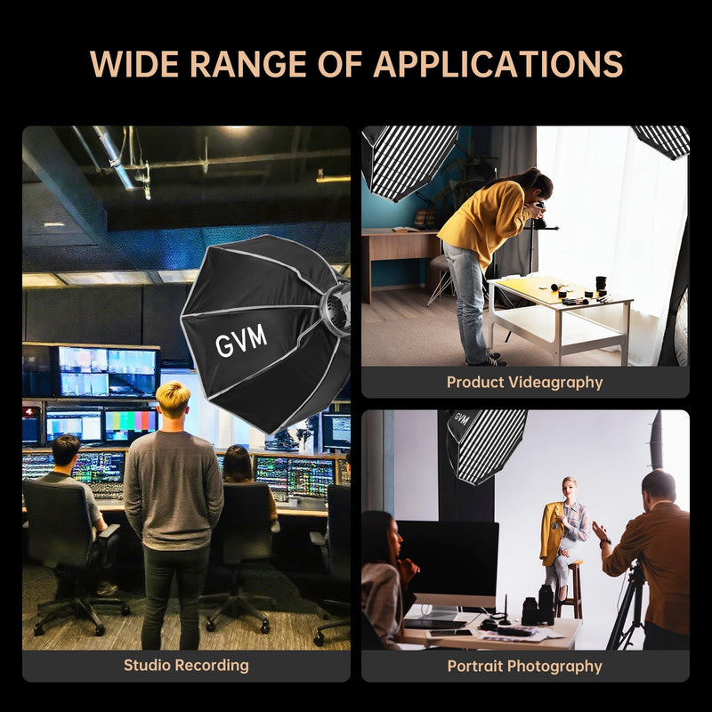 GVM Lighting Soft Boxes Bowens Mount with Honeycomb Grid, Speedlight Umbrella Softbox Foldable with Carrying Bag for Studio Photography Speedlite Flash