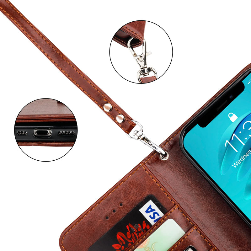 Bocasal Detachable Wallet Case for iPhone 14 RFID Blocking Card Slots Holder Premium PU Leather Magnetic Kickstand Shockproof Wrist Strap Removable Flip Protective Cover 5G 6.1 inch (Brown) Brown