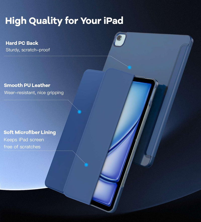 TiMOVO for New iPad Air 13 inch Case M2 2024, iPad Pro 12.9 2022/2021(6th/5th Gen) Case, Slim Stand Cover for iPad Air 13-inch, Auto Wake/Sleep Smart Shell with Translucent Back, Navy Blue