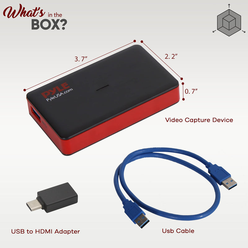 PyleUsa Video Game Capture Card Device with Video Recorder, HDMI Output, Full HD 1080P Live Streaming, USB, SD, PC, DVD, PS4, PS3, XBox One, XBox 360 and Wii - PHDRCB48