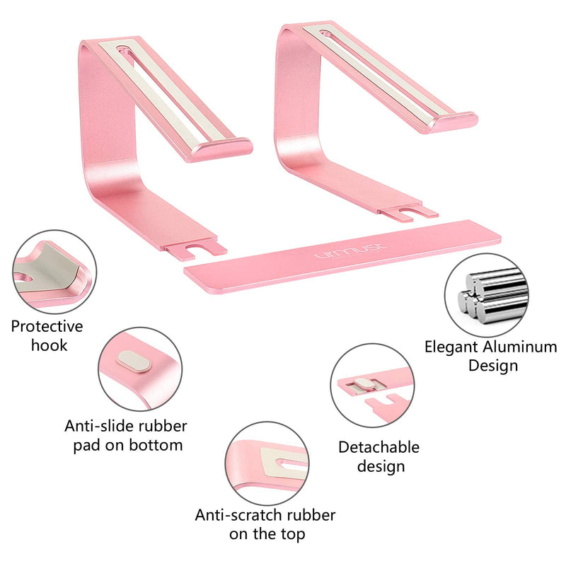 Urmust Laptop Stand for Desk - Aluminum Computer Stand Riser Holder for MacBook Air Pro, Dell, HP, Lenovo, Samsung, Alienware Laptops 11-15.6" (Rose Gold) A-Rose Gold