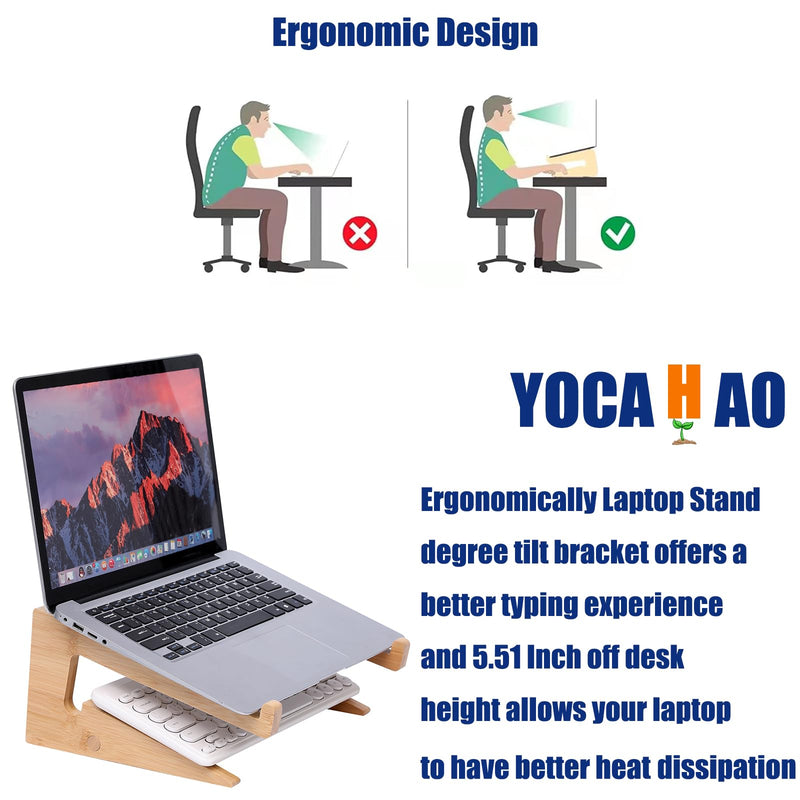 Wooden Laptop Stand Vertical Laptop for 13-18.6in Bamboo Stand for Desk,Laptop Stand Compatible with MacBook Air Pro/Dell XPS/Surface pro/HP/Pixelbook/Lenovo,More Laptops