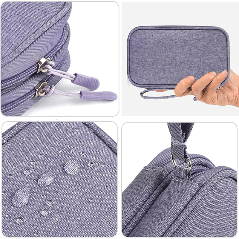 Travel Electronic Organizer Pouch Bag, Waterproof Portable Electronic Accessories Storage Multifunctional Case for USB, Cable, Cord, Charger, Phone, Power Bank, Earphone (Purple, Large) Purple