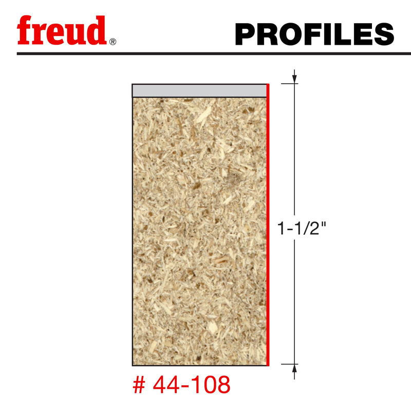 Freud 44-108: 1/2" (dia.) Bearing Flush Trim Bit with 1/2" shank, 1-1/2" carbide height One Size 44-108 1/2-Inch Diameter 3-Flute Flush Trimming Router Bit with 1/2-Inch Shank