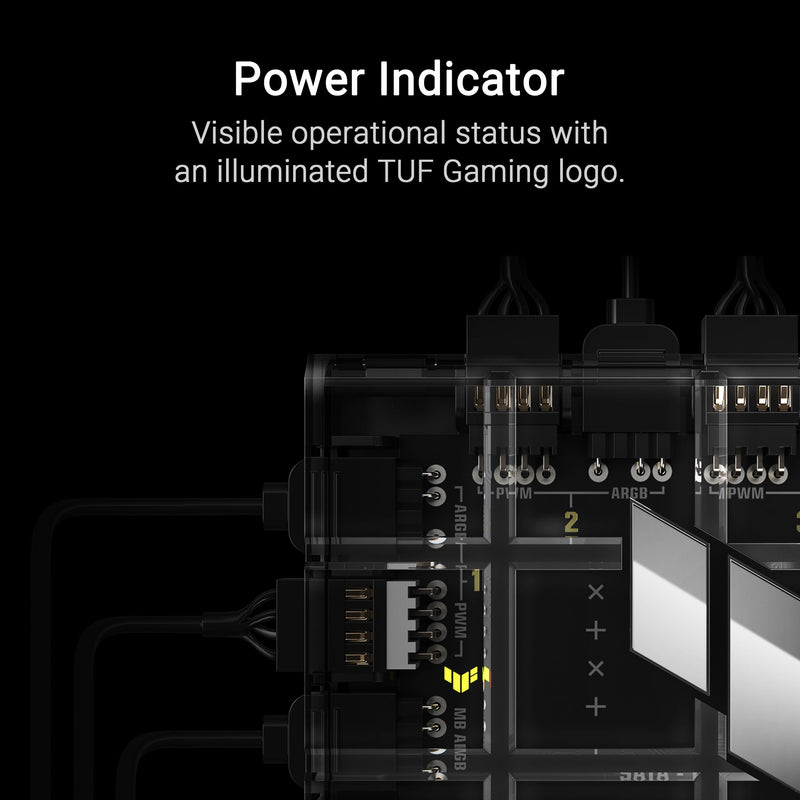 ASUS TUF Gaming ARGB PWM Fan Hub (Connects six case Fans, PWM Fan and RGB Connector, Clear Power and Operation Indicators, Stable Dual SATA Power Support), 2 Year Warranty PWM ARGB Fan Hub|Black