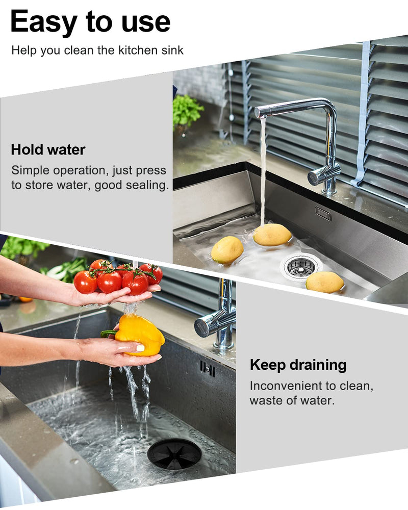 BOTEMY Extended Garbage Disposal Flange Basket Strainer Stopper, Deep 304 Stainless Steel Kitchen Sink Flange for 3-1/2 Inch Standard Sink Drain Hole, Brushed Deep Sink Disposal Flange Stopper Extended Sink Flange and Strainer