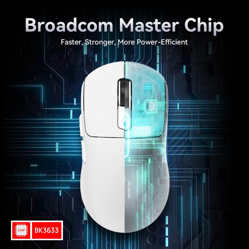 x Attack Shark X3 Wireless Gaming Mouse, 49g Ultralight, PixArt PAW3395 26000 DPI, Bluetooth/2.4Ghz /Wired Tri-Mode, 200Hrs Rechargeable Battery, Kailh GM8.0 Switch for PC/MAC/Win - White