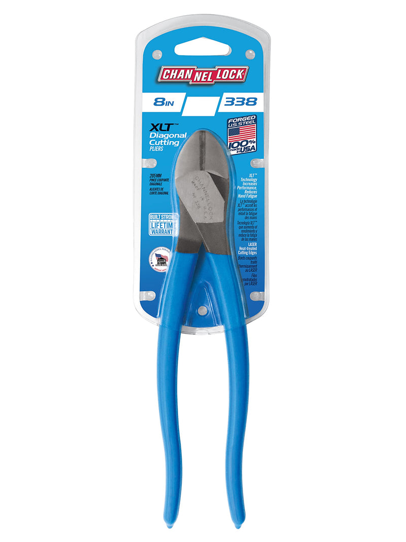 Channellock 338 Diagonal Cutting Plier,8" L, Blue 8
