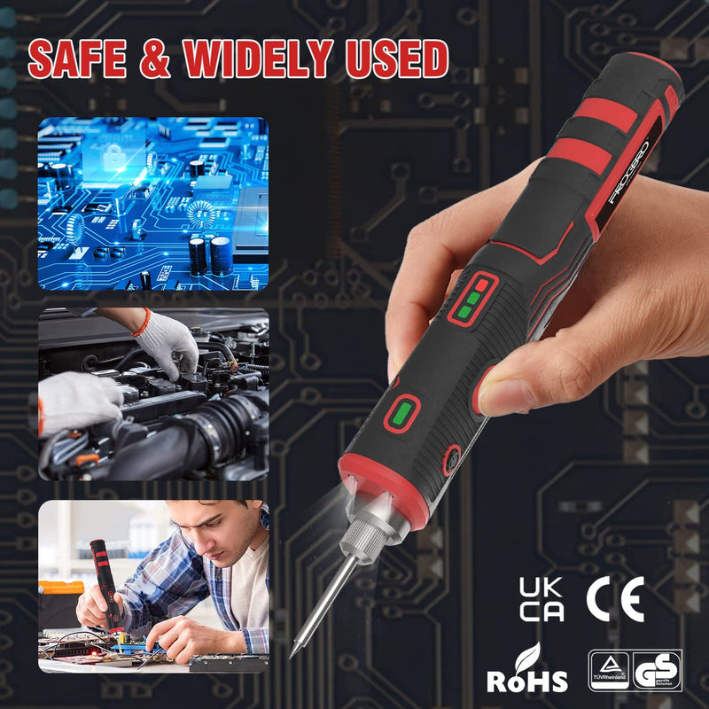 FrogBro Portable Battery Soldering Iron Improved 11Watt LD006A-Pro 2500mAh Max 520°C, High Capacity and Fast Heating, Professional Safe Wireless Soldering Kit, Suitable for Beginners and Professionals Improved Ld006a-pro