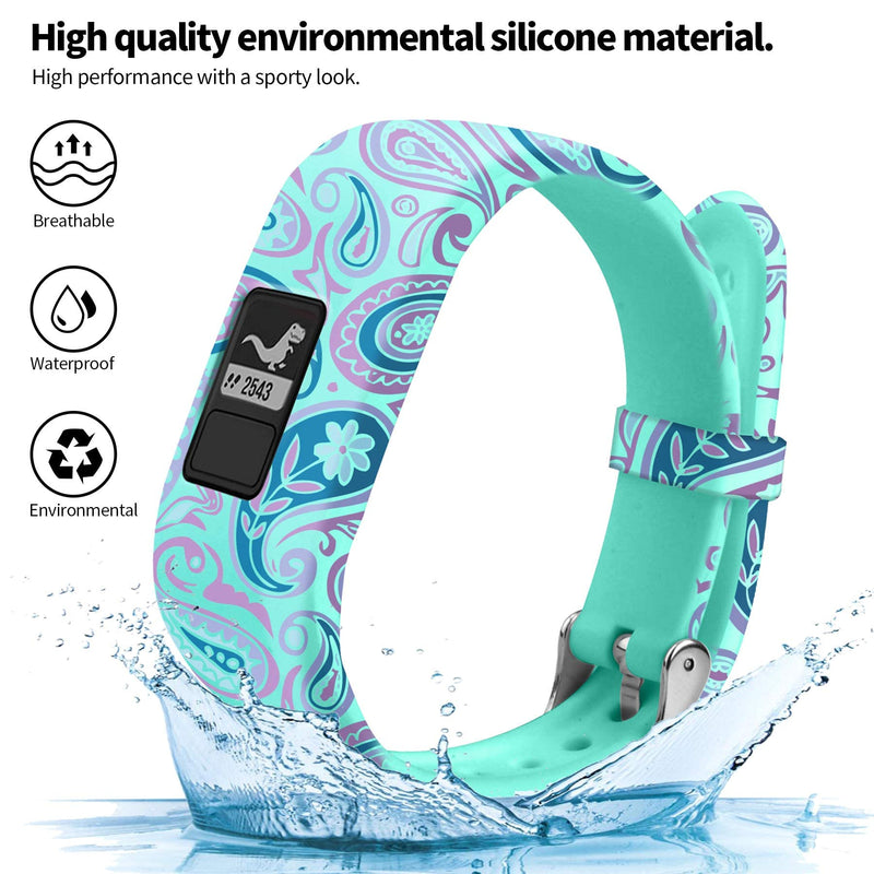 Bands Compatible for Garmin Vivofit JR Bands Vivofit JR 2 Bands/vivofit 3 Bands Accessories Replacement Watchbands Starp for Kids Boys Girls Women with Metal Secure Clasp for Garmin Vivofit 3 JR,3PCS Teal&Teal & Black&Teal & Lavender