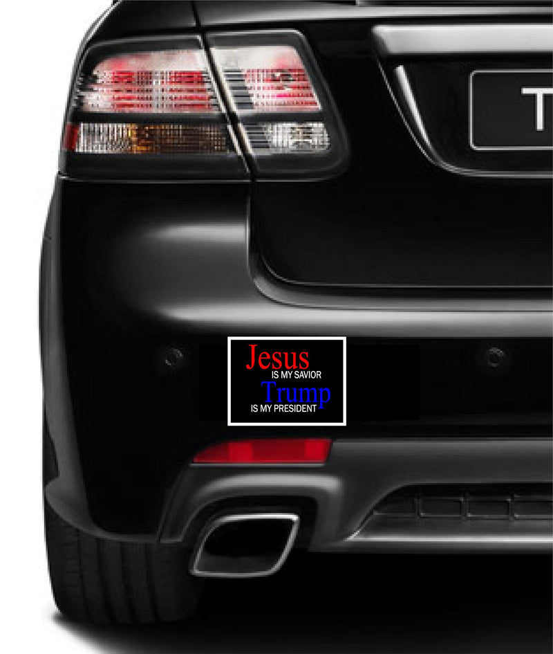 Jesus is My Savior Trump is My President - Bumper Magnet, Share w/Family & Friends - Political Magnet for Car, Refrigerator, Locker, Office, Magnetic Sign for Vehicle, Decor, Gift - 4" x 3" 3Pack Eco