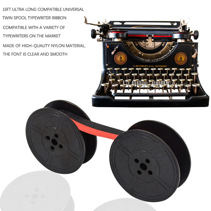 4 Pairs Universal Typewriter Ribbon Twin Spool Replacement Pack Compatible with Most Typewriter Black-Red 4 Pair Black-Red