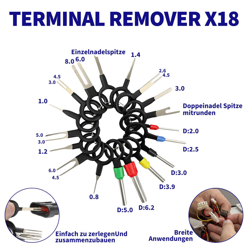 LPZMPZ 814 Piece Car Plug Pin Connector Pins Kit 1/1.5/1.8/2.2/2.8/3.5 mm Male and Female Cable Connector Wire Seals Removal Tool Set for Motorcycles, Cars