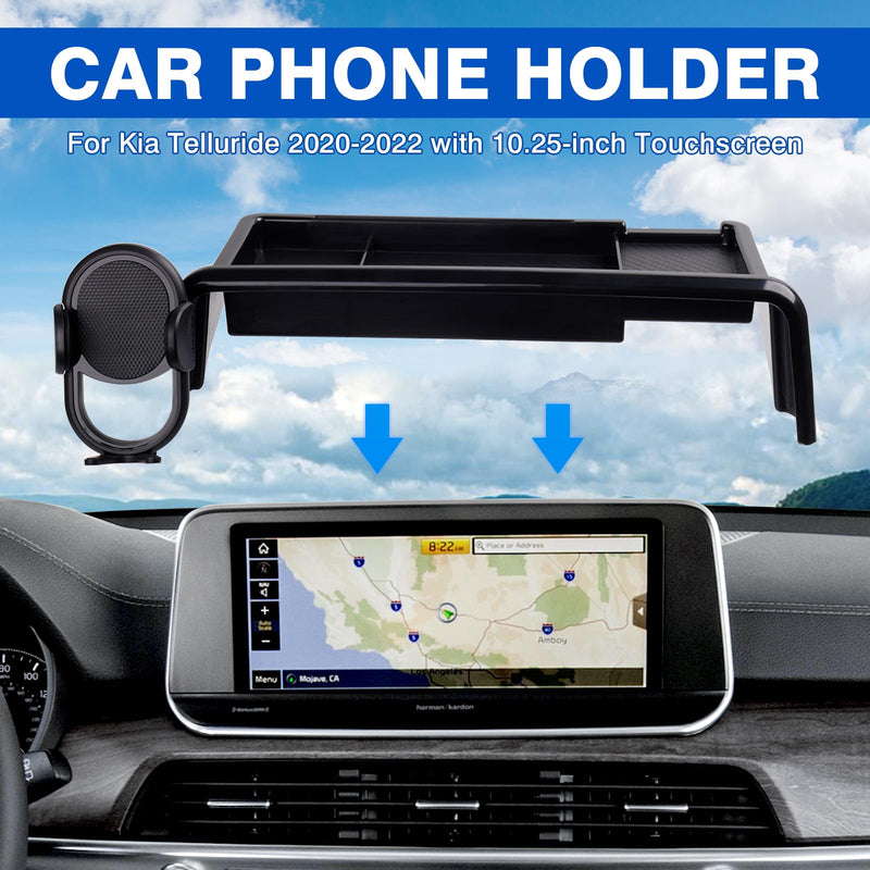 Autorder Car Phone Holder for 2020-2022 KIA Telluride Accessories 10.25-Inch Cell Phone Mount with Dash Organizer Hands-Free 360 Degree Rotation Kia Telluride 20-22 10.25-inch