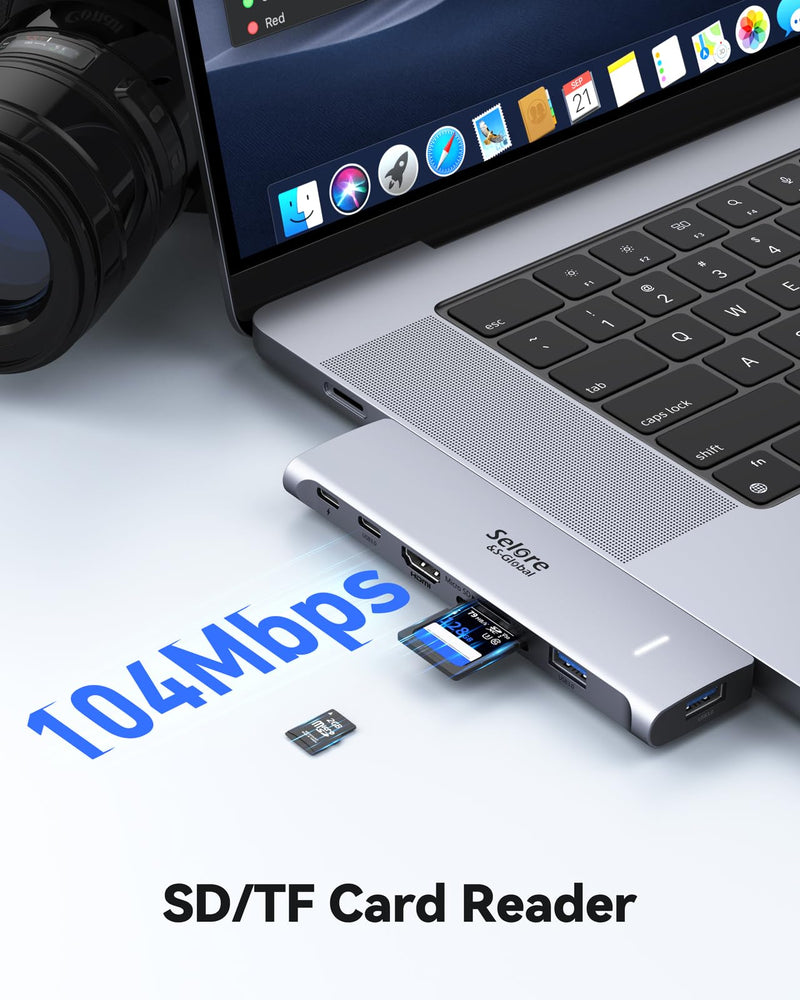 USB C Adapter HDMI Hub for MacBook Pro/Air M1 M2 2023 2022 2021 13"15"16",Mac USB Adapter 7-in-2, MacBook Accessories with HDMI,Thunderbolt 3, USB C and 2 USB A 3.0 Data Ports, SD&microSD Card Reader New MacBook hdmi adapter