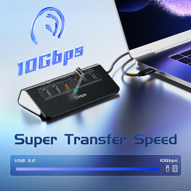USB C Hub Ethernet, 10Gbps USB C Docking Station 10-in-1 with 4K@60Hz HDMI, Type-C & 2 USB A 3.2 Data, LAN, 2 USB A 2.0, PD 100W, SD/TF Ports, Powered USB Hub for Laptop, PC, iPhone 16/15, Mac Black