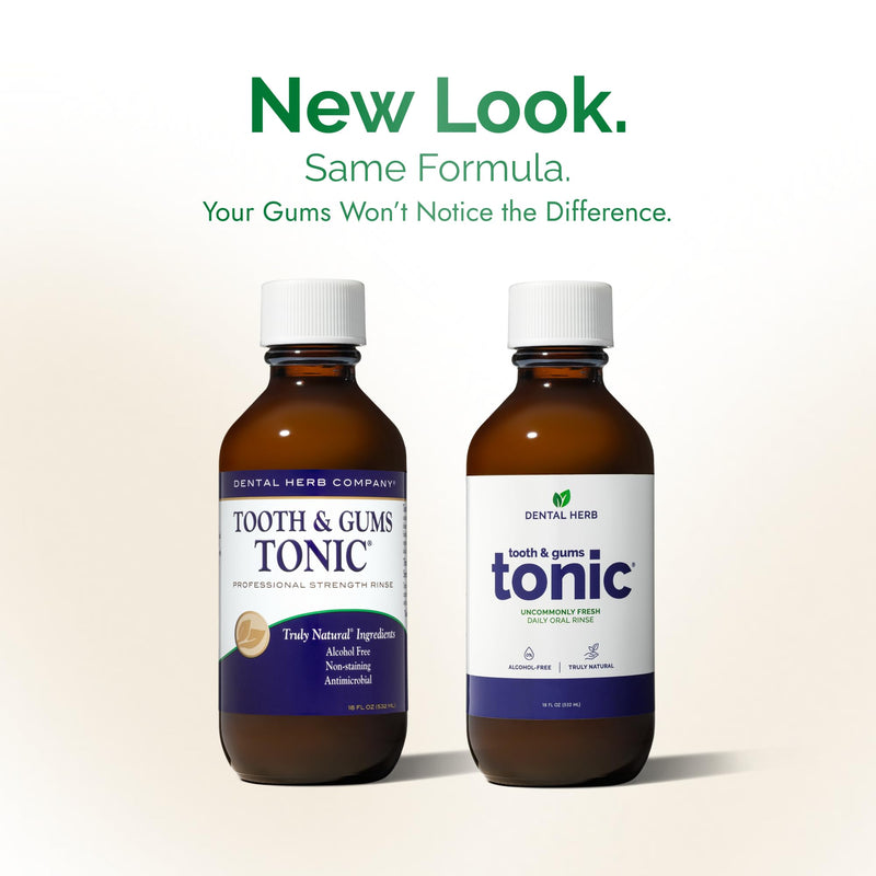 Tooth & Gums Tonic – Truly Natural Oral Rinse, Plant-Based, Alcohol-Free, Fluoride-Free, Herbal Extracts & Essential Oils, Fresh Breath & Daily Gum Care, 18 fl oz – Dental Herb Company 18 Fl Oz (Pack of 1)
