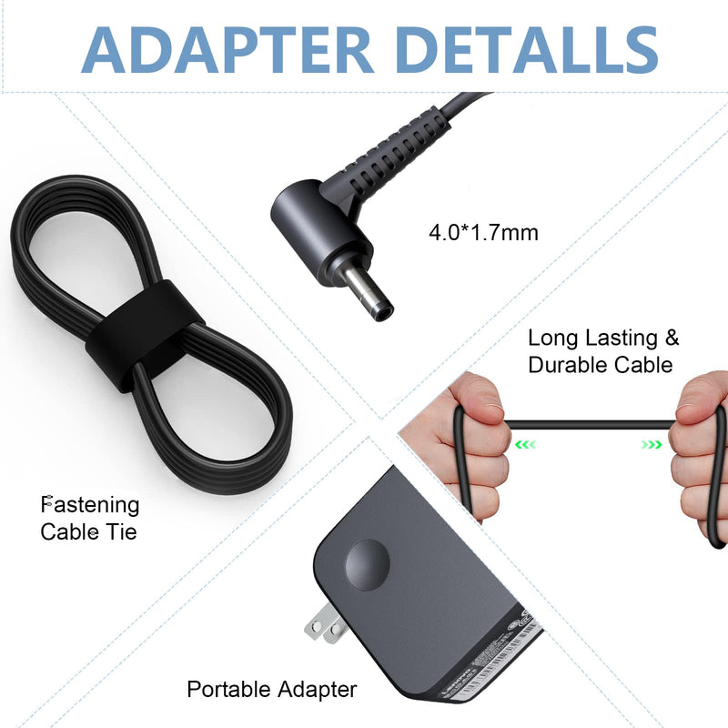 65W 45W Charger for Lenovo V14 V15 V17 G2 G3 G4 IdeaPad 3 5 110 110s 310 320 330 330s S340 Flex 4 5 6 Flex 5-1570 4-1470 Yoga 710 720 510 520 530 ADLX65CLGC2A Round Tip Laptop Adapter