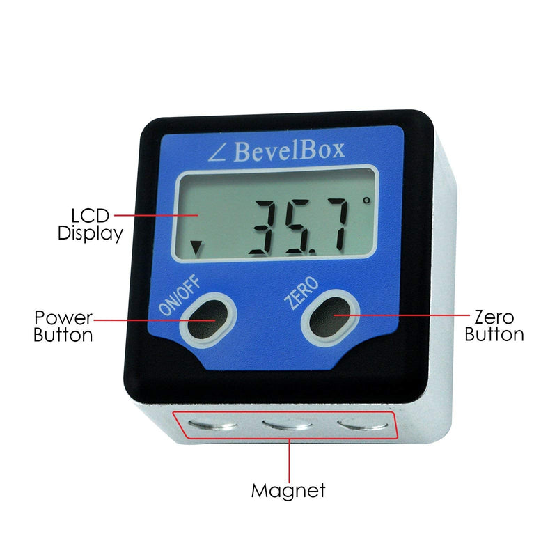 Digital Light Weight Bevel Box Gauge Angle Protractor Magnetic Angle Gage Level/Protractor/Bevel Gauge fo Handyman, DIY tools