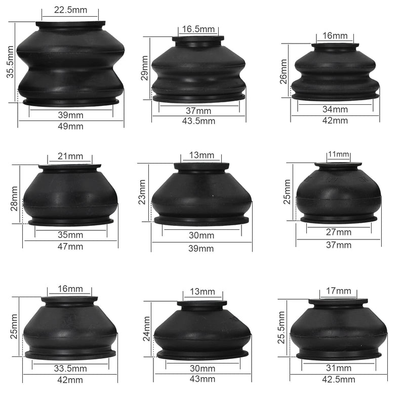 14Pcs Universal Turn To Rod Arm Ball Joint Head Dust Protection Rubber Cover Track For Car Suspension Steering Parts Accessories