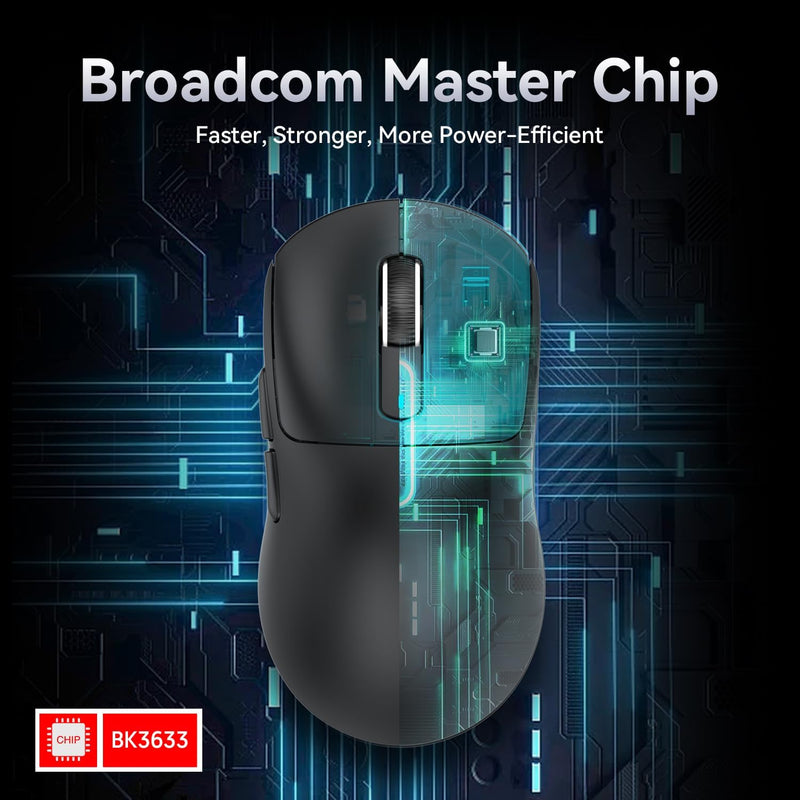 x Attack Shark X3 Wireless Gaming Mouse, 49g Ultralight, PixArt PAW3395 26000 DPI, Bluetooth/2.4Ghz /Wired Tri-Mode, 200Hrs Rechargeable Battery, Kailh GM8.0 Switch for PC/MAC/Win - Black