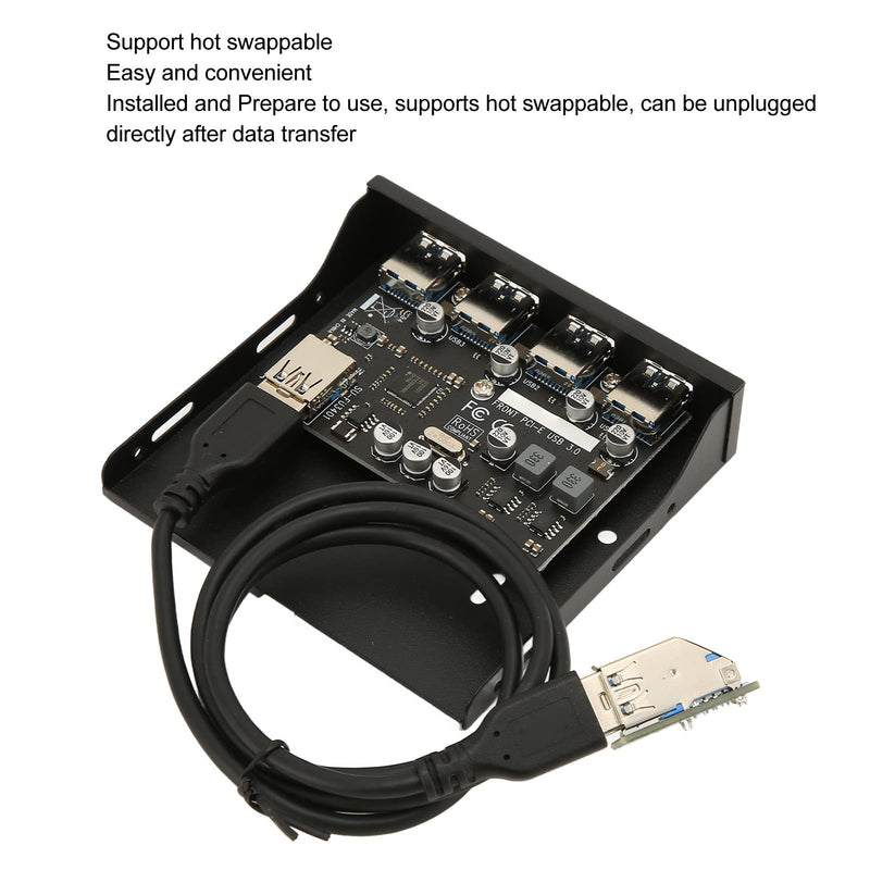 Front Panel PCIE to USB 3.0 Hub with 4 Port, 3.5 Inch PC Front Panel Internal Card Reader PCIE USB Adapter with 4 X USB3.0 Output Port for Computer Case Front Bay