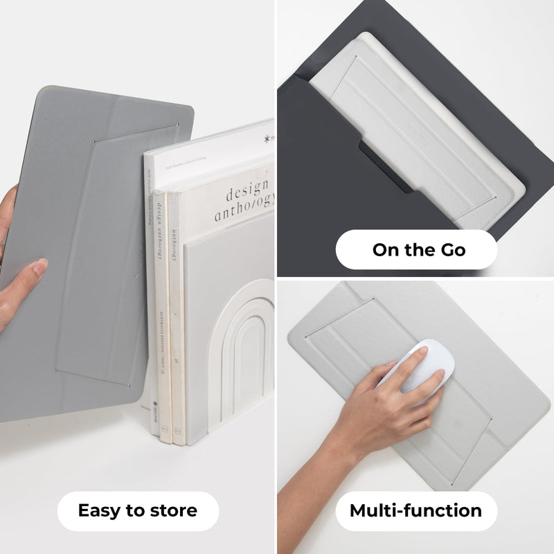 SenseAGE Laptop Stand for Desk, Office, Ergonomic Notebook Stand, Foldable & Portable Travel FlatStand, Lightweight, Anti-Slip, Compatible with MacBook Air, Pro, and Up to 15.4" Laptops (Charcoal) Charcoal Frost
