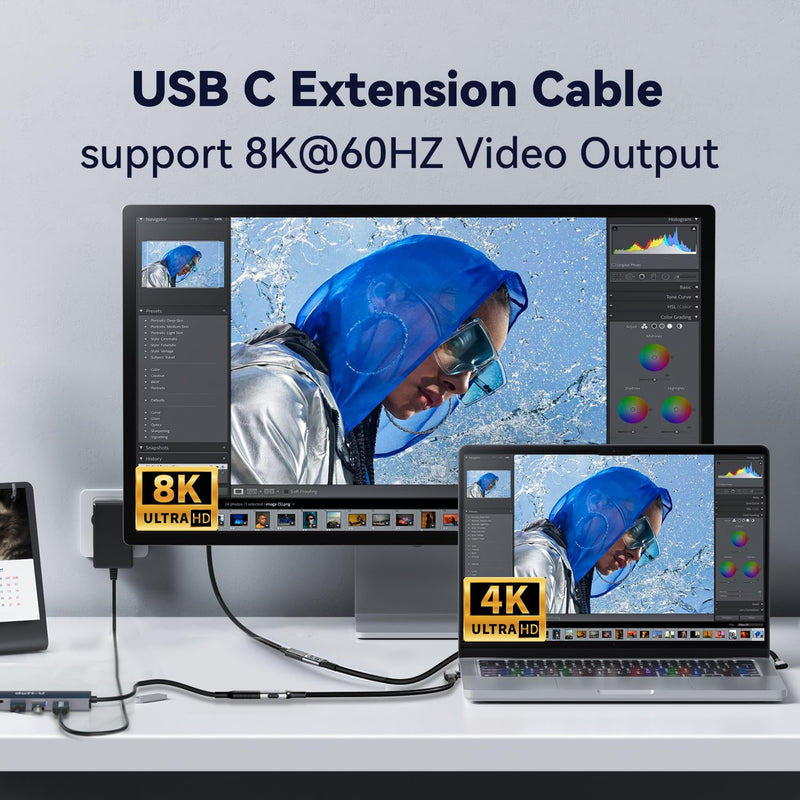 long right angle usb4 extension 6.6FT/2M for Thunderbolt 4 Extension Cable high Speed 40Gbps Data Transfer, 8k/4k@60hz video,240w Fast Charging,male to female usbc high speed 90 degree extension cable 6.6 ft