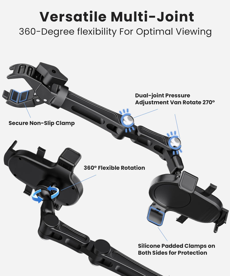 Rearview Mirror Phone Holder for Car, Rear View Mirror Phone Holder, Rotatable and Retractable Car Phone Holder Mount, Car Truck Essentials Accessories Compatible with All Cell Phones Jet Black