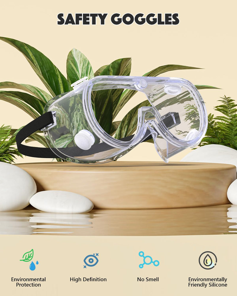 Qbily Anti-fog Safety Goggles,Adjustable Lab Goggles，Lightweight Science Goggles Clear 10 Pcs