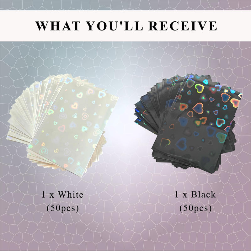 2x3 Mini Photo Card Sleeves, 100pcs Clear Photo Cover Holders fits for Polaroid Instax Mini Films/Kpop/Credit Cards, 61x91mm 200 Microns Photo Sleeves with Shiny Hearts Colorful Hearts 2"x3"