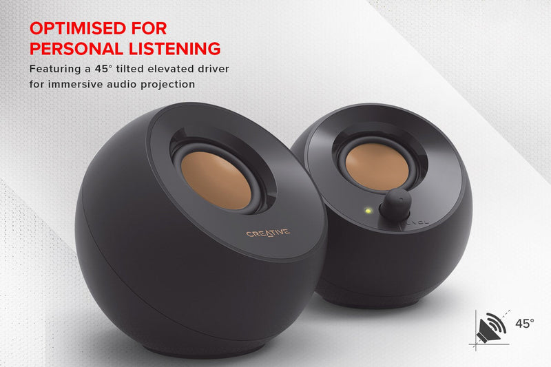 Creative Pebble 2.0 USB-Powered Desktop Speakers with Far-Field Drivers and Passive Radiators for PCs and Laptops (White) White