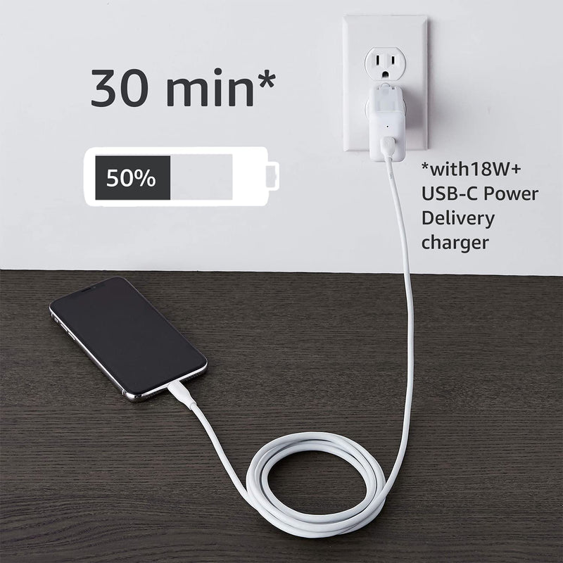 Amazon Basics USB-C to Lightning Charger Cable, Apple MFi Certified for iPhone 14 13 12 11 X Xs Pro, Pro Max, Plus, iPad, Fast Charging, High Speed Data Sync, 6 ft, White (Pack of 2) Blanco 6 ft (Pack of 2)
