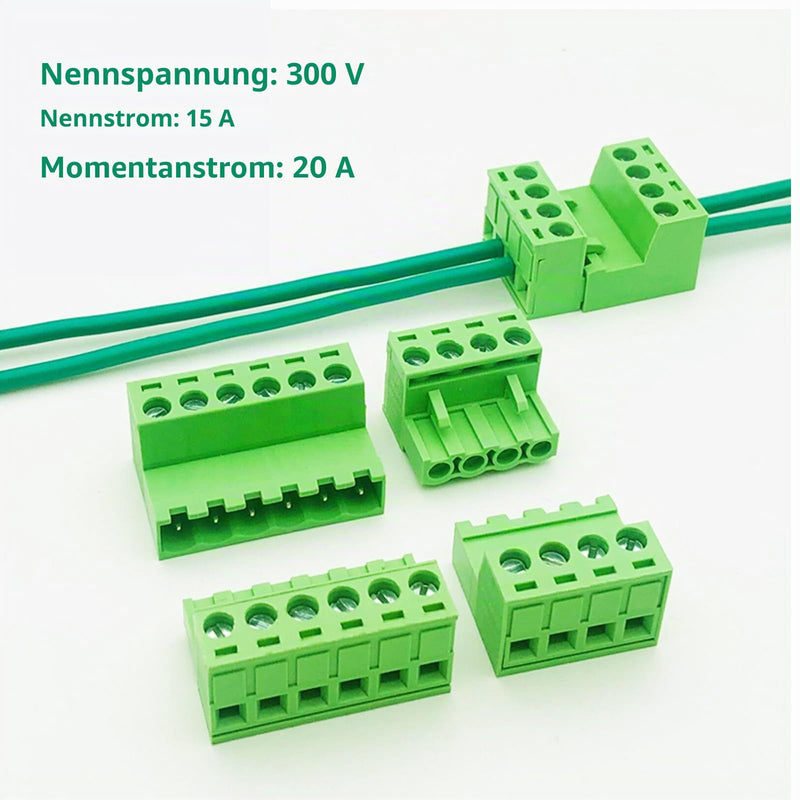 5 Pairs 5.08 mm Screw Terminals 4-Pin Male and Female Terminals, Connector Terminals 4P-5 Set
