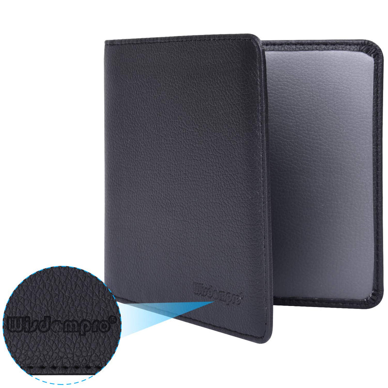 Wisdompro Small Car Registration and Insurance Documents Holder - Premium PU Leather Vehicle Glove Box Paperwork Wallet Case Organizer for ID, Driver's License, Key Contact Information Cards Black